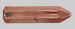 Thumbnail image of Chinese AKM Type II bayonet with orange grip secured by a brass pin