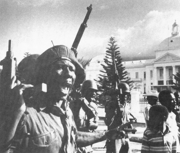 Image of Haitian Tonton Macoutes Militiamen Armed with Uzi, M1, and M14