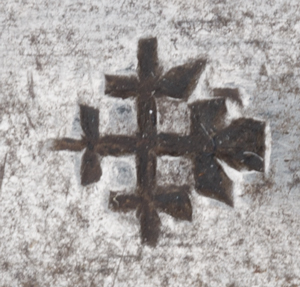 Image of cross marking on 19th Century Spanish bayonets made in Germany.