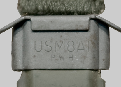 Image of PWH manufacturer symbol on M8A1 Scabbard.