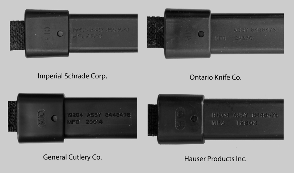 Comparison image of US M10 scabbard markings.