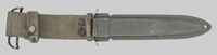 Thumbnail image of early M8A1 scabbard made with a steel fitting marked M8.