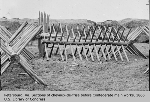 Photograph of cheval de frise in use at Petersburg, VA, during U.S. Civil War